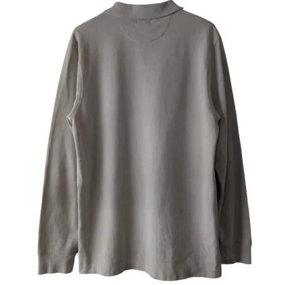 J.Crew Long Sleeve Polo Shirt Men’s Medium Beige Classic Cotton - Picture 2 of 3